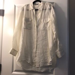 White theory linen shirt